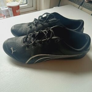 Puma Black Athletic Sneakers with White Stripe